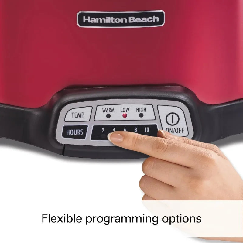 Hamilton Beach Stay or Go Programmable Slow Cooker with Party Dipper, 7 Quart Capacity, Removable Crock, Red, 33478 - Happy Home Retreat