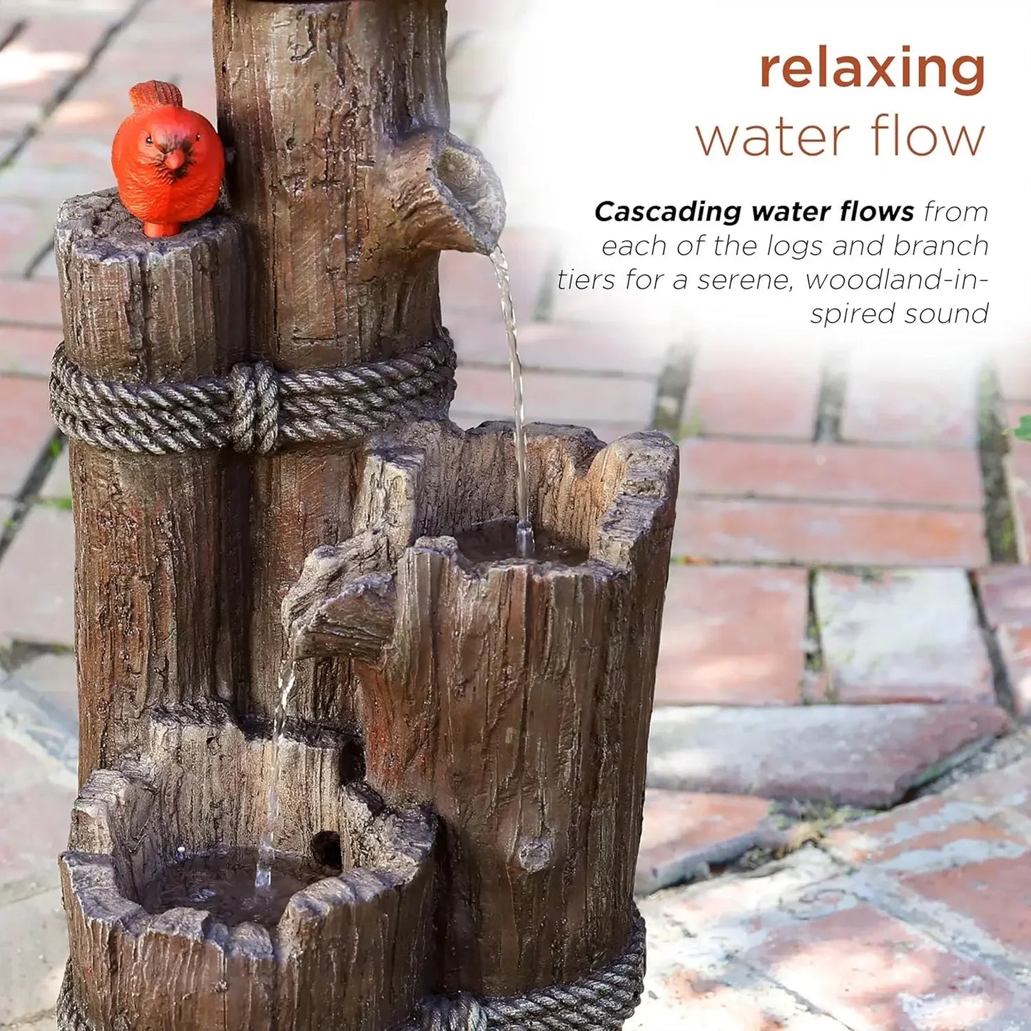 35 Inch Tall Outdoor 3 Tier Birdhouse Water Fountain Yard Art Decor - Happy Home Retreat
