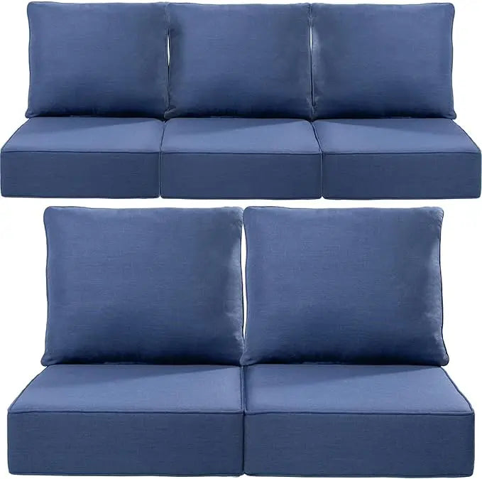24x24x6 Outdoor Seat Cushions Set of 5 Water Resistant Zippered Pillows for Wicker Metal Dining Rocking Swivel Chairs - Happy Home Retreat