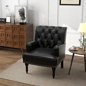 Stripe Accent Chair Modern Upholstered Fabric Armchair Nailhead Trim Club Chair Comfy Single Sofa - Happy Home Retreat