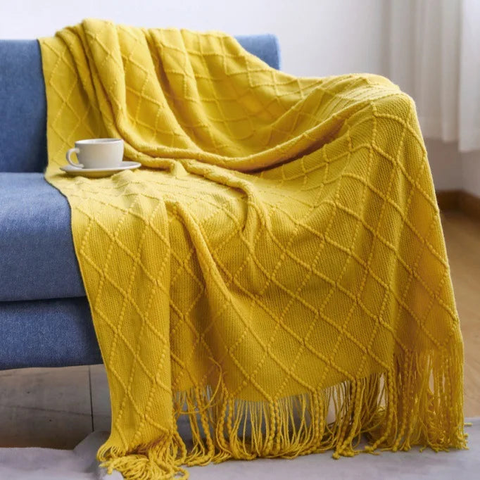 Throw Blanket for Couch Soft Living Room Home Decor Knitted Twin Size Outdoor Lightweight Breathable Summer Warm Woven - Happy Home Retreat