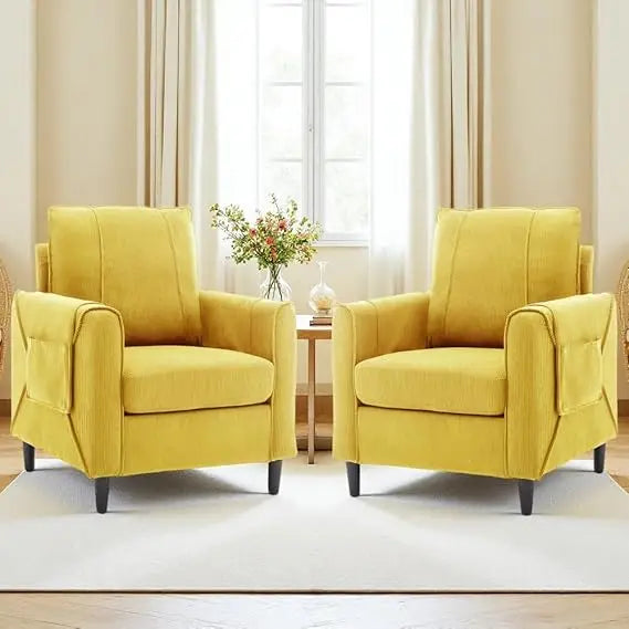 Accent Chair Arm Chair for Living Room Mid Century Modern Upholstered Reading Chair Comfy Club Chair with Side Pockets - Happy Home Retreat
