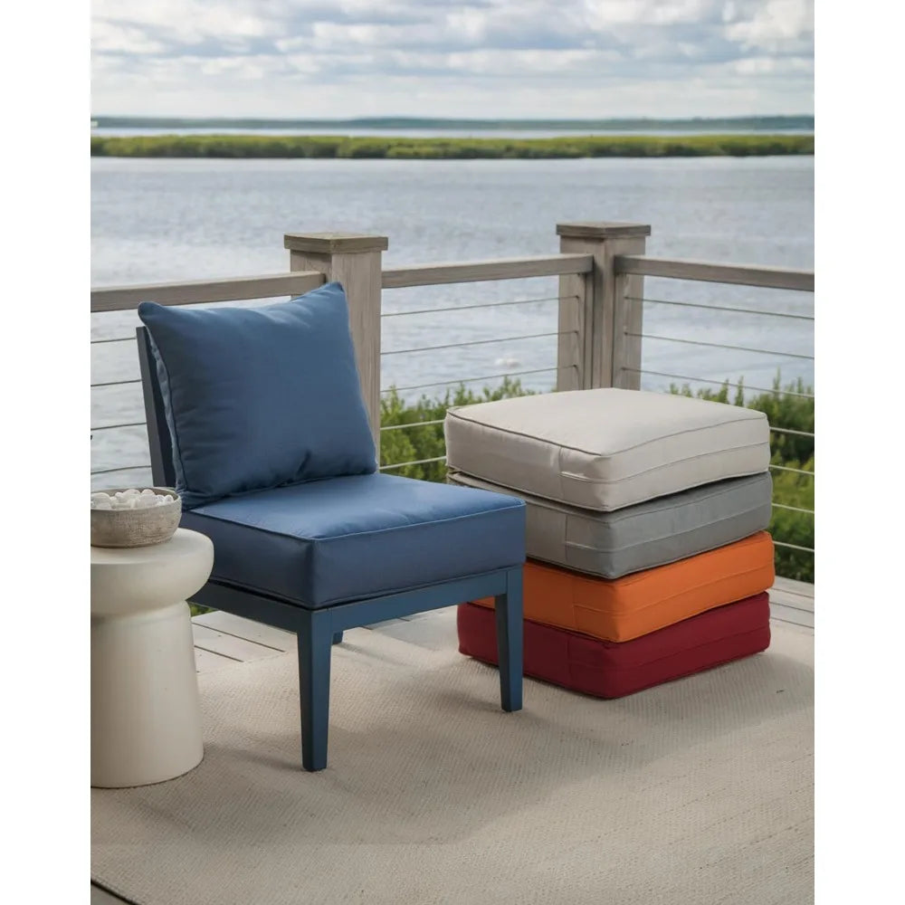 24x24x6 Outdoor Seat Cushions Set of 5 Water Resistant Zippered Pillows for Wicker Metal Dining Rocking Swivel Chairs - Happy Home Retreat