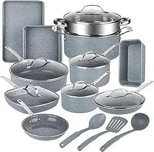 Granitestone 20 Piece Ceramic Cookware Set Nonstick Premium Pots and Pans Set for Kitchen with Bakeware and Cooking Utensils - Happy Home Retreat