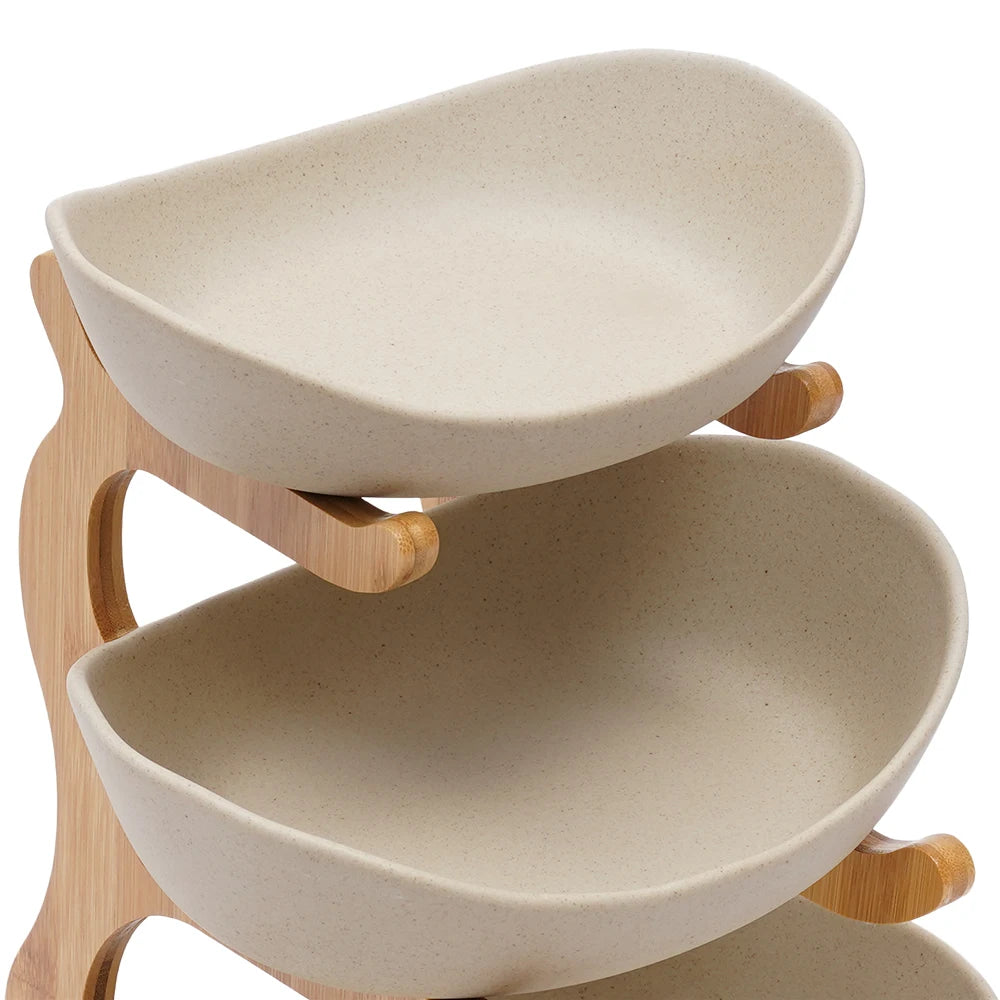 Three Layer Ceramic Fruit Plate Modern Style Bowls Vegetable Basket Holder for Home Living Room - Happy Home Retreat