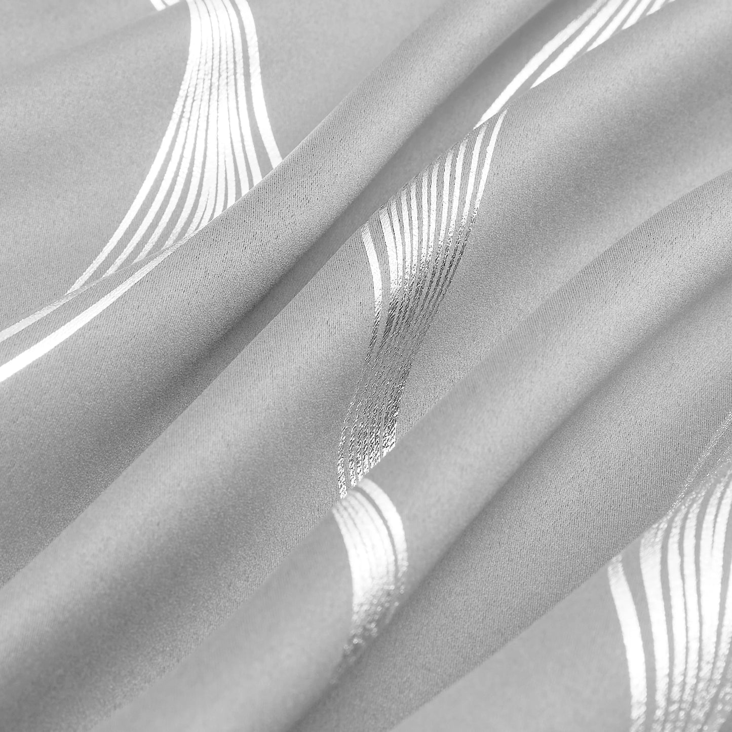 4 Pcs Blackout Curtains Grommet Thermal Insulated Room Darkening Wave Foil Printed For Bedroom - Happy Home Retreat