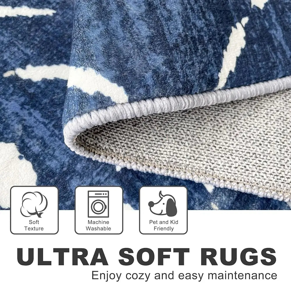 Living Room Rug 8X10 Area Rug Printed Boho Washable Bedroom Rugs Non Slip Soft Large Moroccan Rubber Backed Indoor Rugs For - Happy Home Retreat