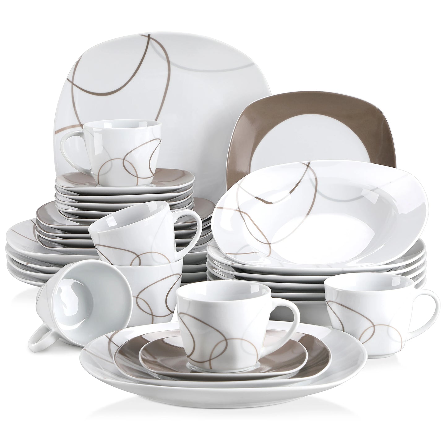 Veweet 30 Piece Dinner Plate Set With Dessert Plates - Happy Home Retreat