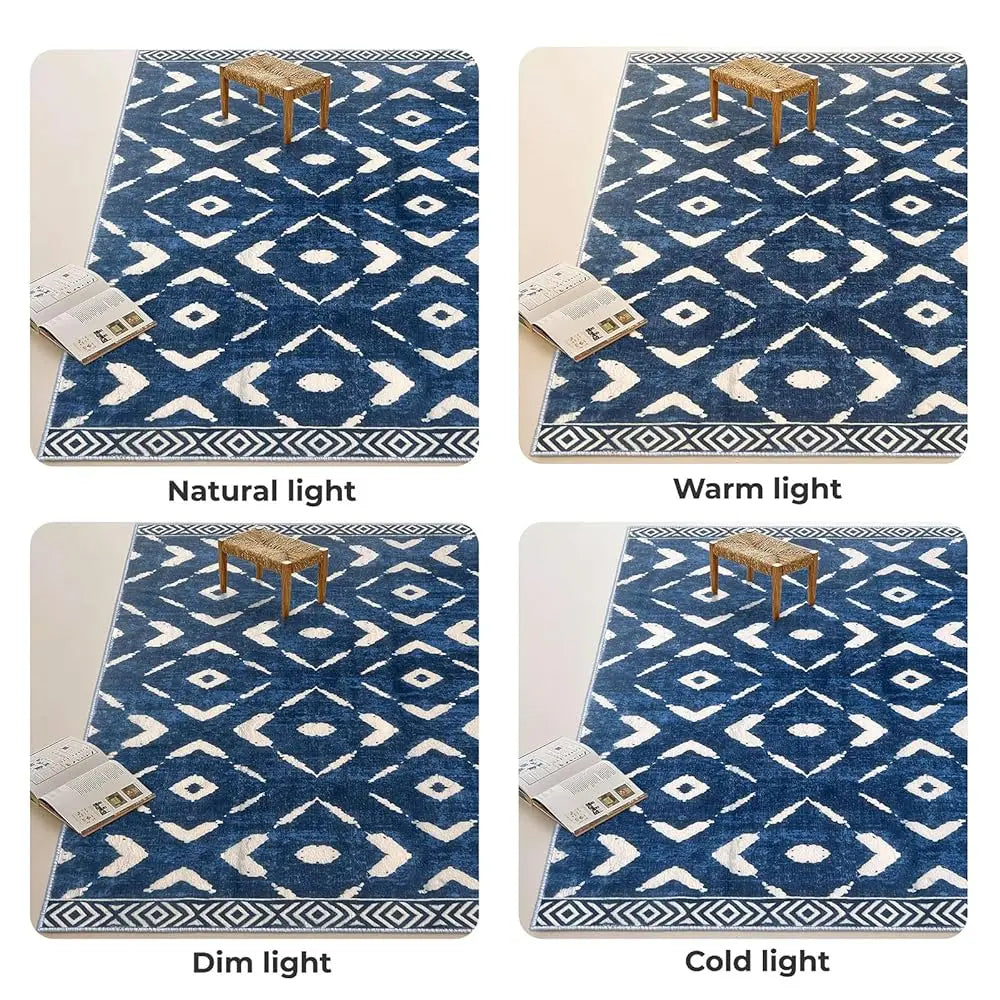 Living Room Rug 8X10 Area Rug Printed Boho Washable Bedroom Rugs Non Slip Soft Large Moroccan Rubber Backed Indoor Rugs For - Happy Home Retreat
