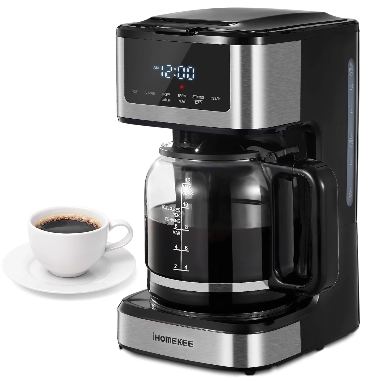 Programmable Drip Coffee Maker 12 Cup with Iced Coffee Function Touch Screen and Regular Strong Brew - Happy Home Retreat
