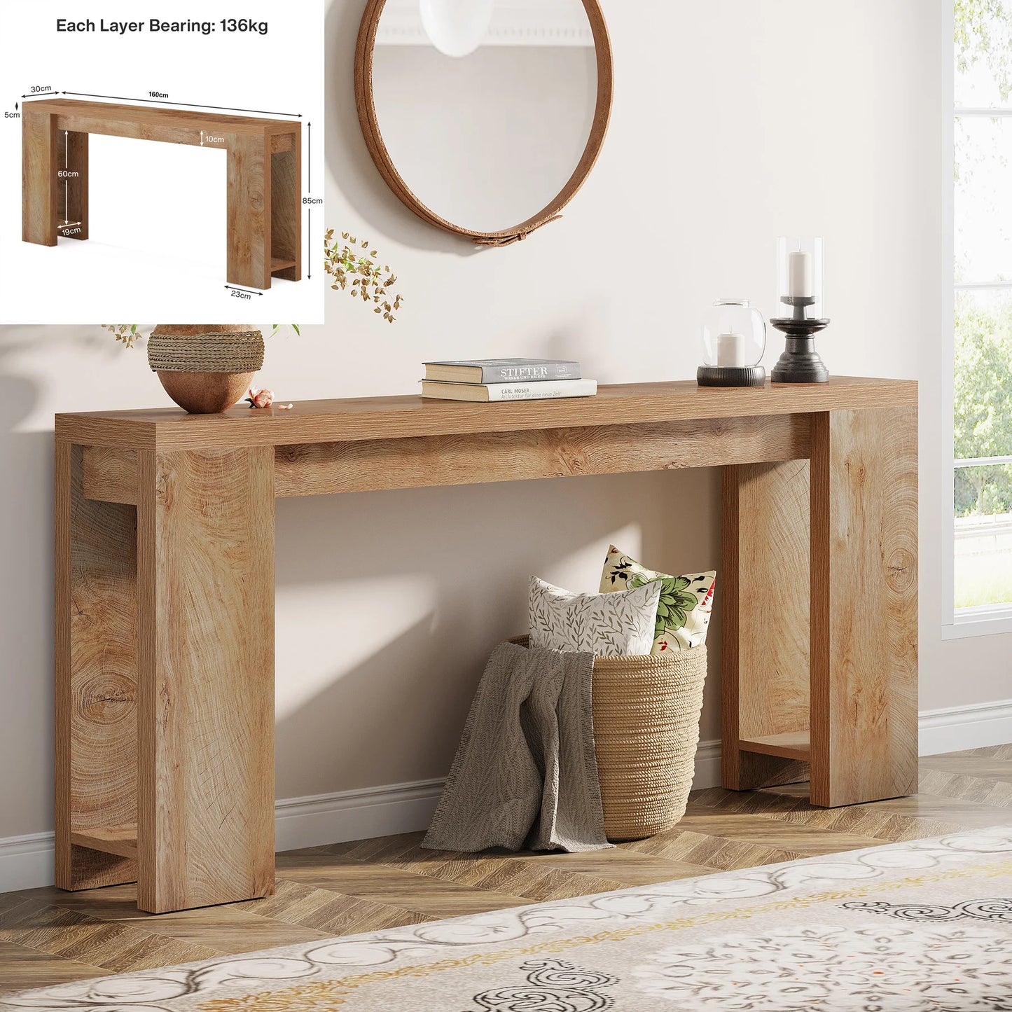 Tribesigns 63 Inch Console Table Behind Couch Farmhouse - Happy Home Retreat