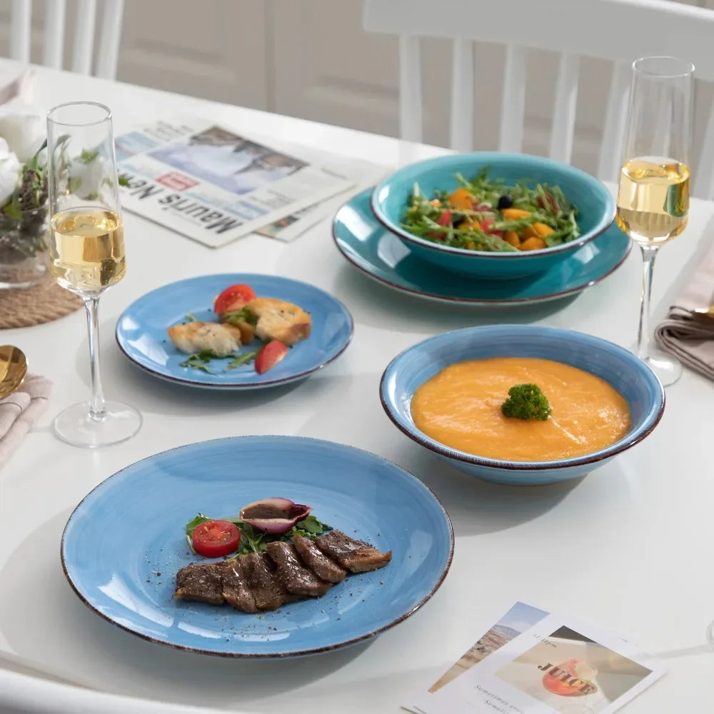 Vancasso Bonita Ceramics Tableware 18 Piece Dinnerware Set Eco Friendly Earthenware Plates for Home - Happy Home Retreat