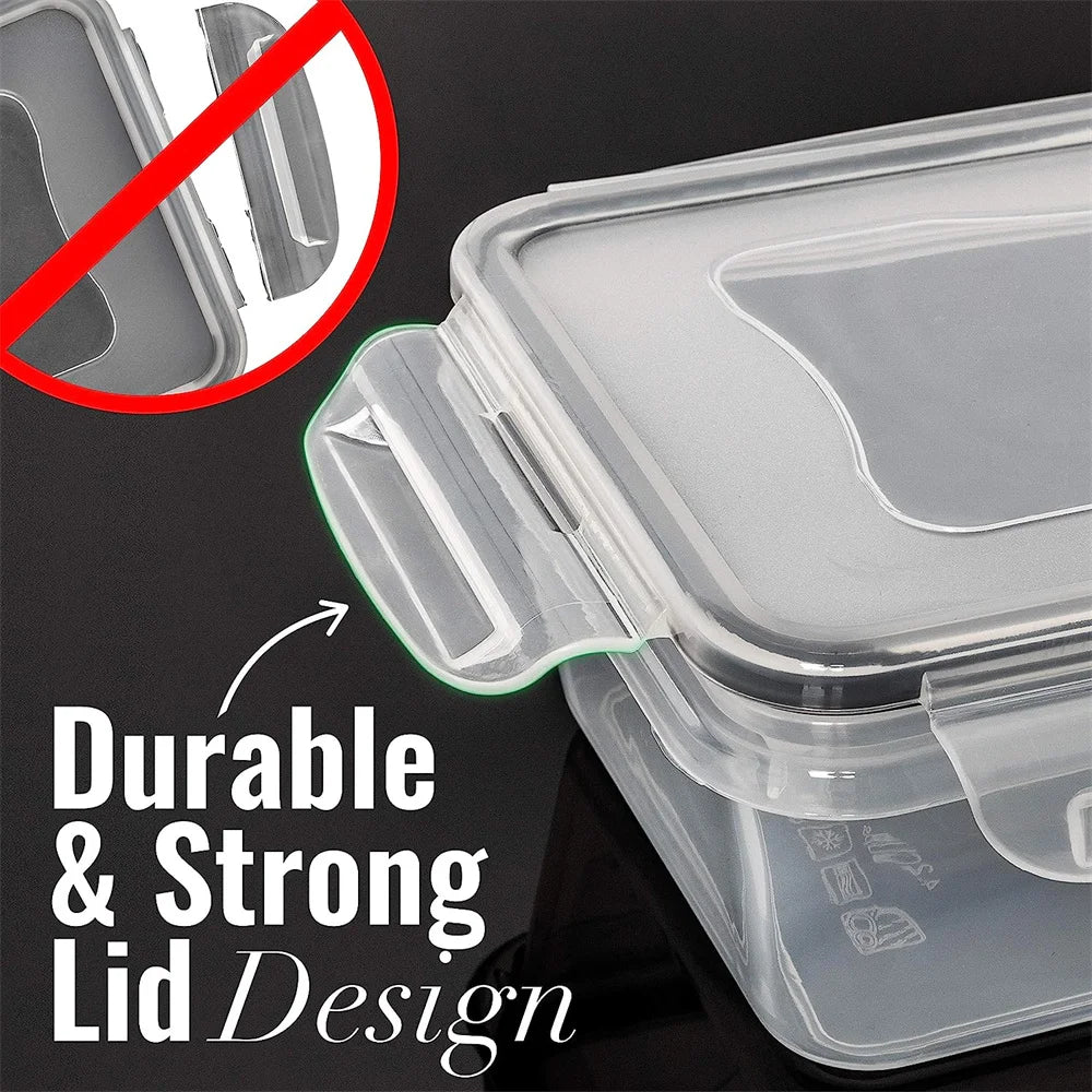 10 Pieces BPA-Free Reusable Square Kitchen Storage Containers Set 840ml Microwave Freezer Safe Dishwasher Friendly - Happy Home Retreat
