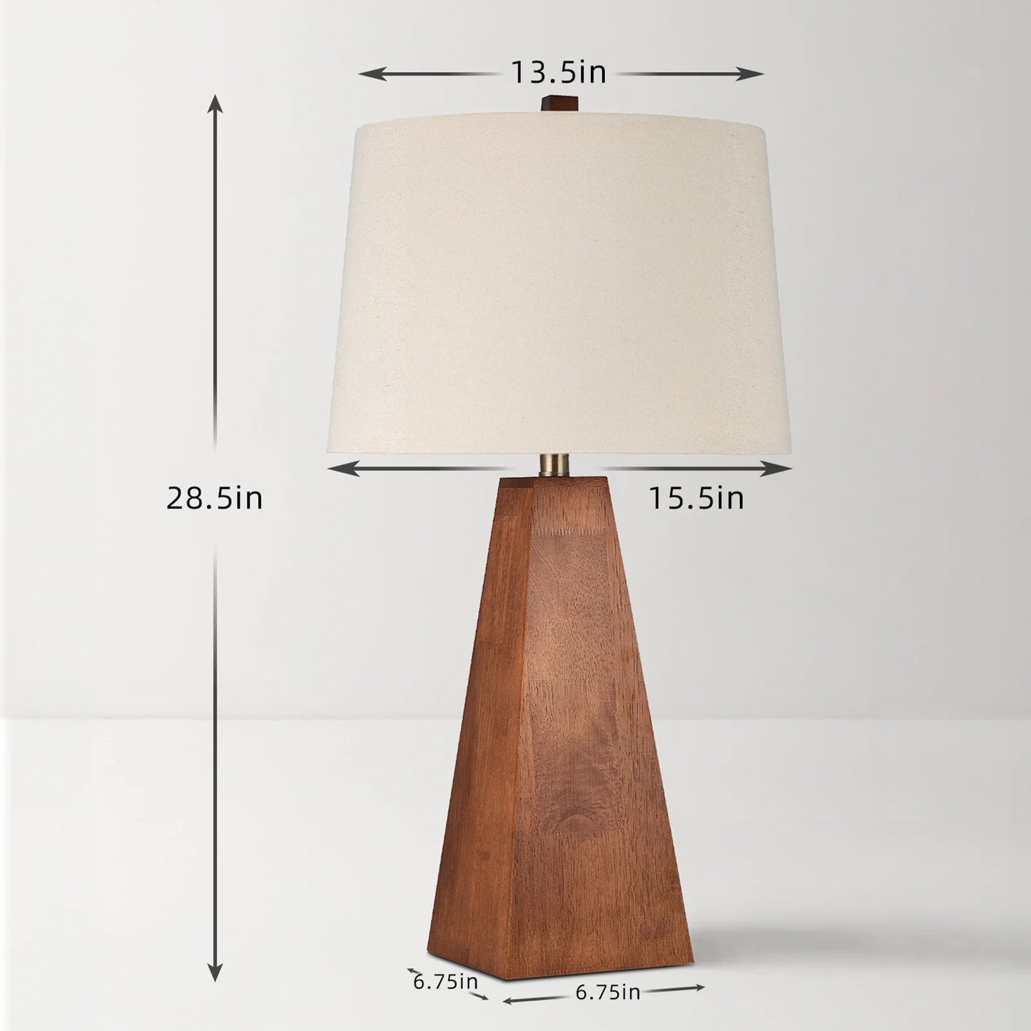29'' Large Wood Table Lamp With Beige Linen Shade, Mid Century Modern Walnut Desk Lamp, For Living Room, Bedroom, Home Office - Happy Home Retreat