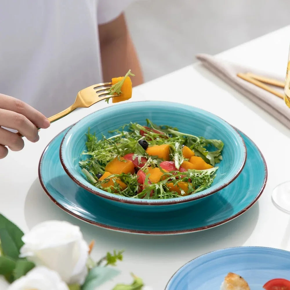 Vancasso Bonita Ceramics Tableware 18 Piece Dinnerware Set Eco Friendly Earthenware Plates for Home - Happy Home Retreat