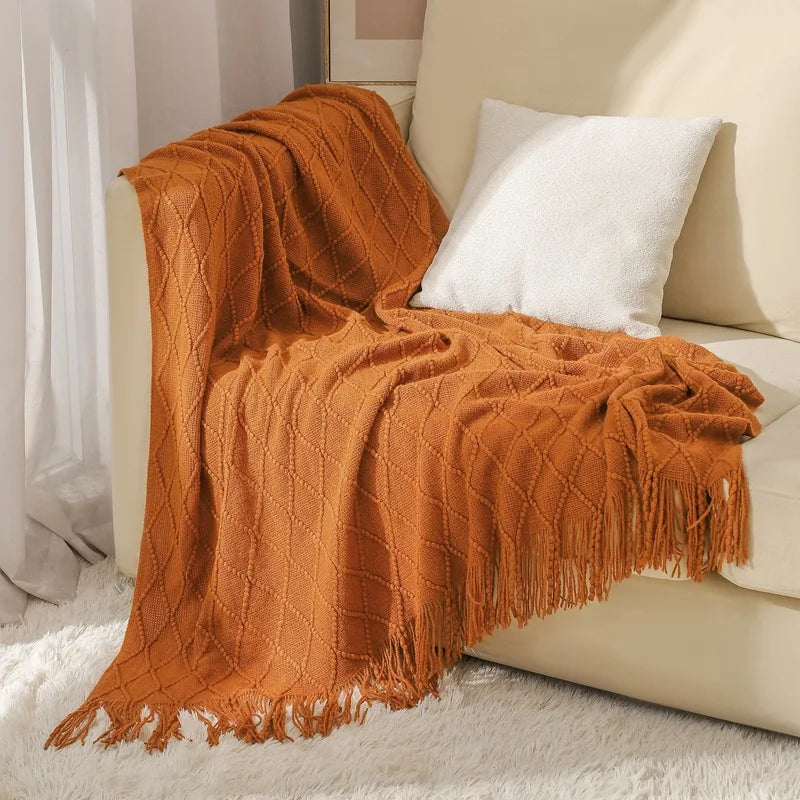 Throw Blanket for Couch Soft Living Room Home Decor Knitted Twin Size Outdoor Lightweight Breathable Summer Warm Woven - Happy Home Retreat