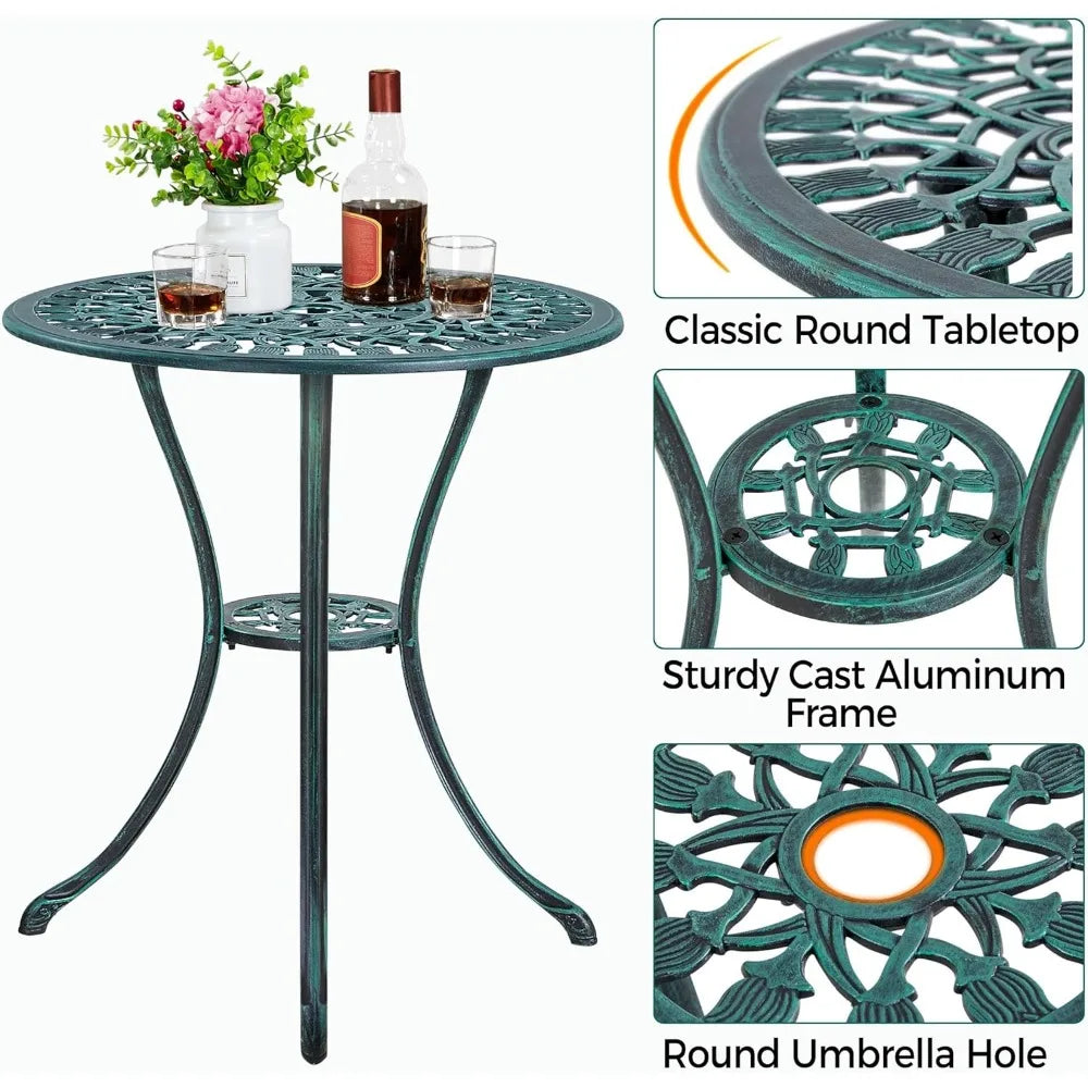 Yaheetech Patio Bistro Set 3 Piece Cast Aluminum Table and Chairs Set for Outdoor Garden - Happy Home Retreat