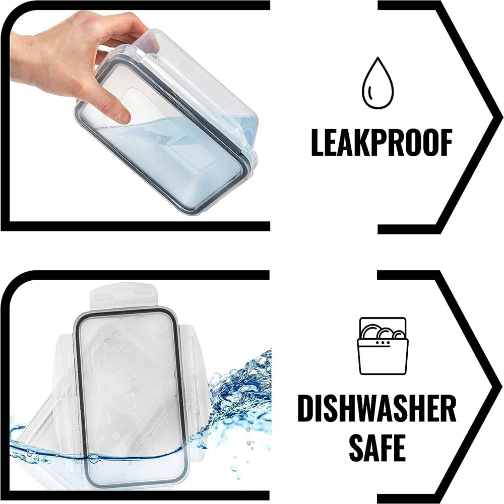 10 Pieces BPA-Free Reusable Square Kitchen Storage Containers Set 840ml Microwave Freezer Safe Dishwasher Friendly - Happy Home Retreat