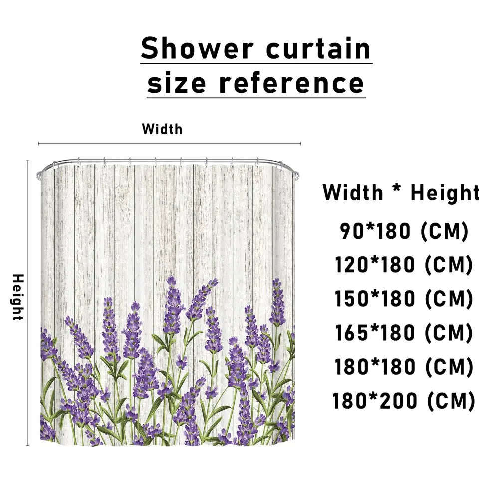 Lavender Watercolour Art Shower Curtain Polyester Bath Curtain Bathroom Decor with Hooks - Happy Home Retreat