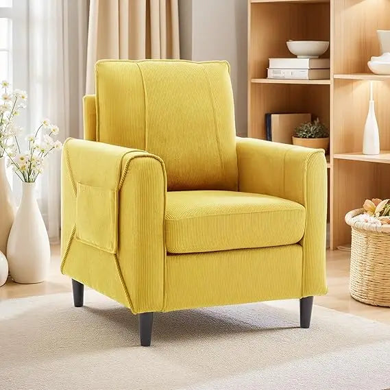 Accent Chair Arm Chair for Living Room Mid Century Modern Upholstered Reading Chair Comfy Club Chair with Side Pockets - Happy Home Retreat