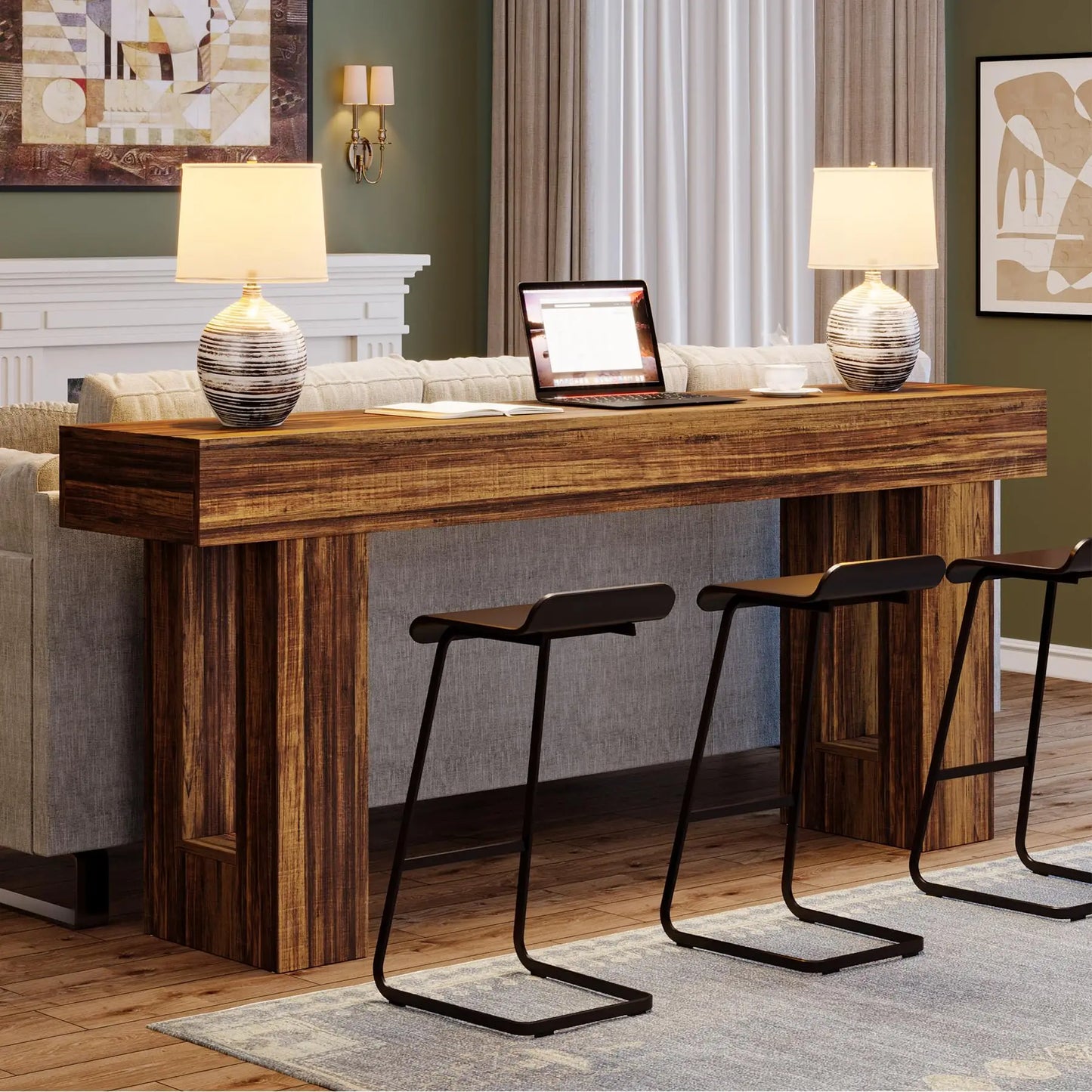Tribesigns 63 Inch Console Table Behind Couch Farmhouse - Happy Home Retreat