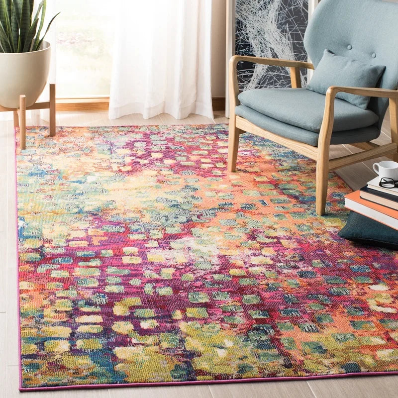 Abstract Polka Dots Area Rug Modern Machine Loomed Low Pile Indoor Carpet Living Room Bedroom Dining Room Home Decor - Happy Home Retreat