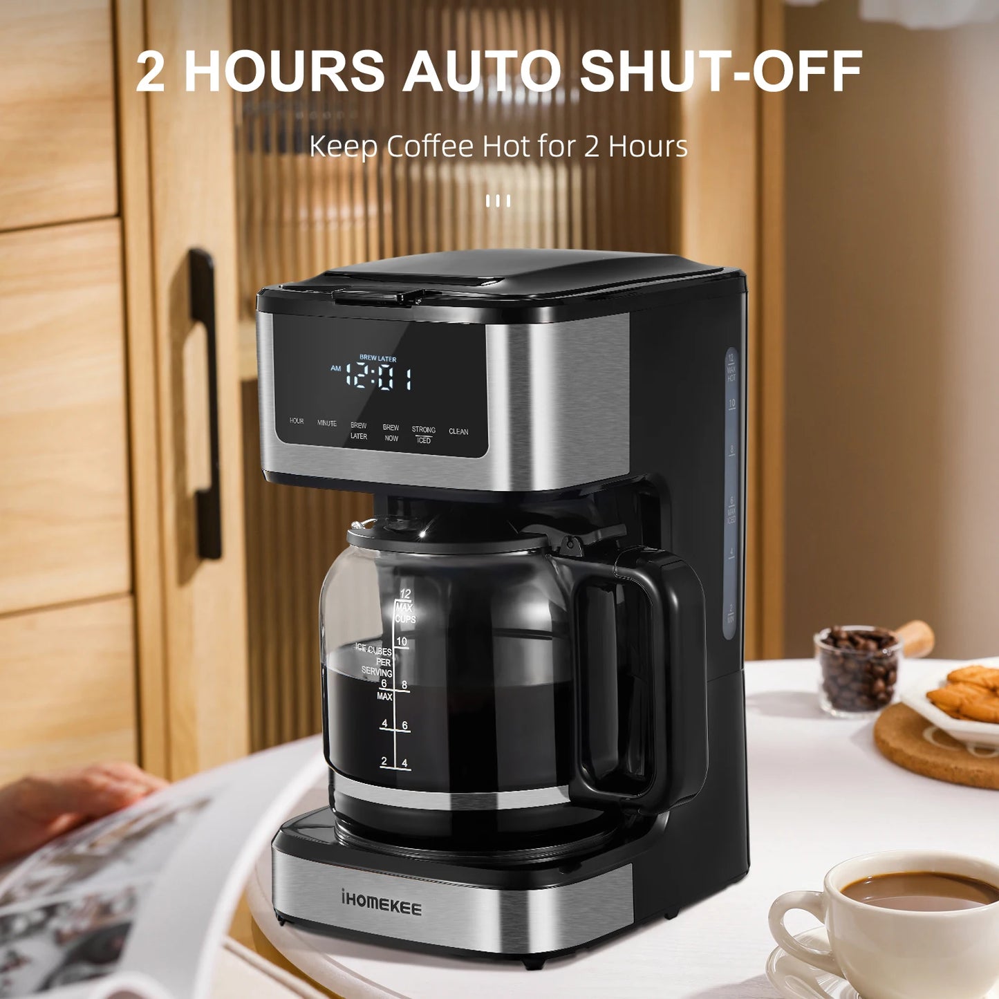Programmable Drip Coffee Maker 12 Cup with Iced Coffee Function Touch Screen and Regular Strong Brew - Happy Home Retreat