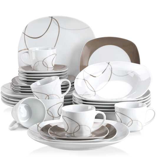 Veweet 30 Piece Dinner Plate Set With Dessert Plates - Happy Home Retreat