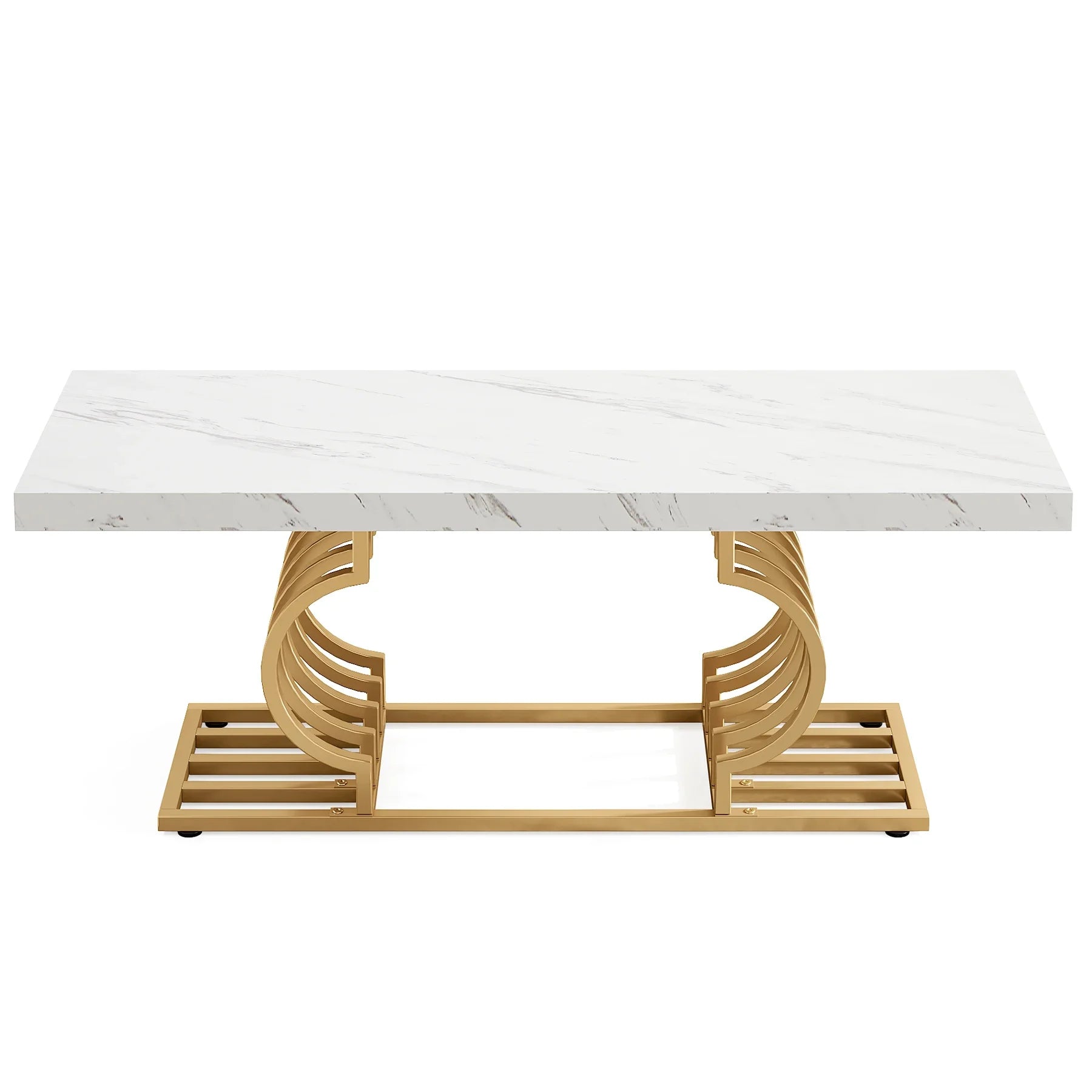 Tribesigns Coffee Table 47 Inches Faux Marble Cocktail Table with Geometric Frame - Happy Home Retreat