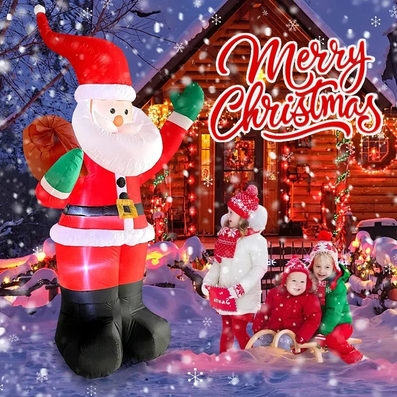 Backpack Santa Claus Inflatable With LED Light 1.8M Outdoor Christmas Decor - Happy Home Retreat