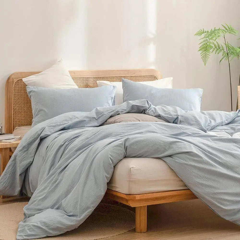 100% Cotton Duvet Cover Set Soft Comfortable Lightweight Chic 3 Piece Bedding Set with Hidden Zipper and Interior Ties - Happy Home Retreat