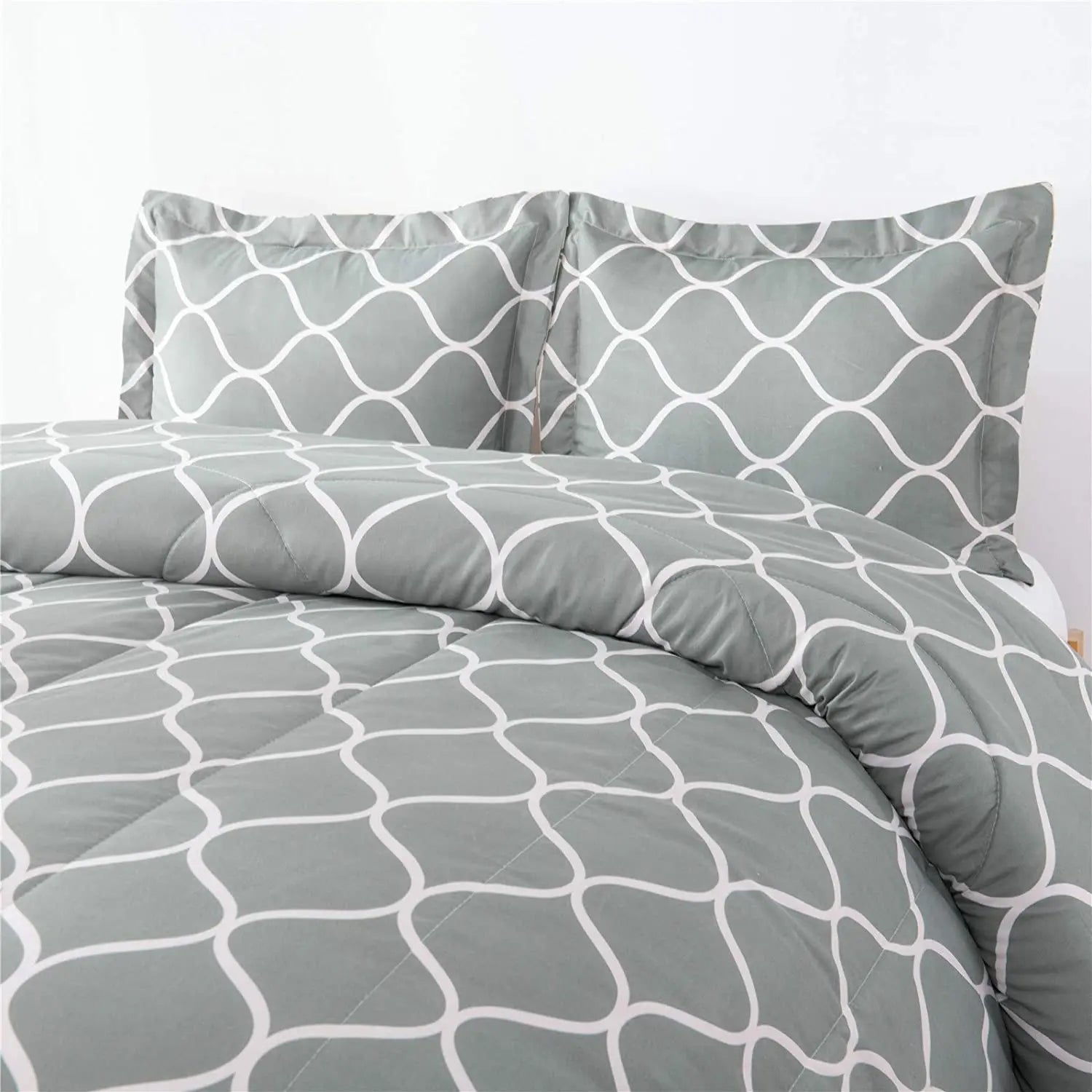 2-Pieces Gray Geometric Polyester Twin Bedding Comforter Set - Happy Home Retreat