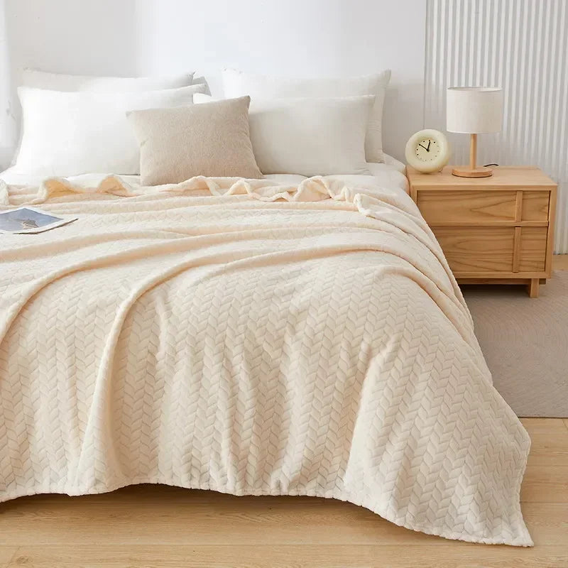 Fluffy Coral Velvet Blanket Plush Comfortable Thickened Warm Soft Sofa Throw for Air-Conditioned Room Luxury - Happy Home Retreat