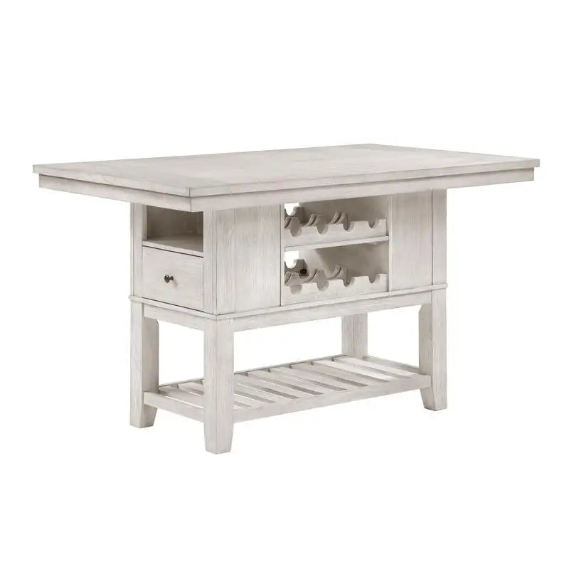 5-Piece Counter Height Dining Set With Antique White Table And Storage Drawers - Happy Home Retreat