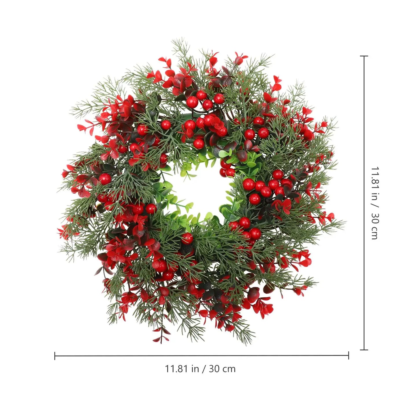 Winter Berry Christmas Wreath Artificial for Door Porch - Happy Home Retreat