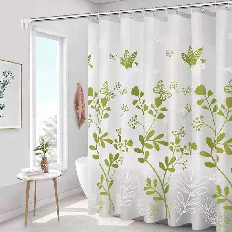 Floral Butterfly Shower Curtain Waterproof PEVA For Bathroom - Happy Home Retreat