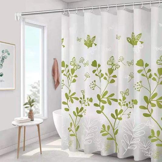 Floral Butterfly Shower Curtain Waterproof PEVA For Bathroom - Happy Home Retreat
