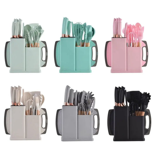 19 Piece Food Grade Silicone Kitchenware Set Spatula Knife - Happy Home Retreat