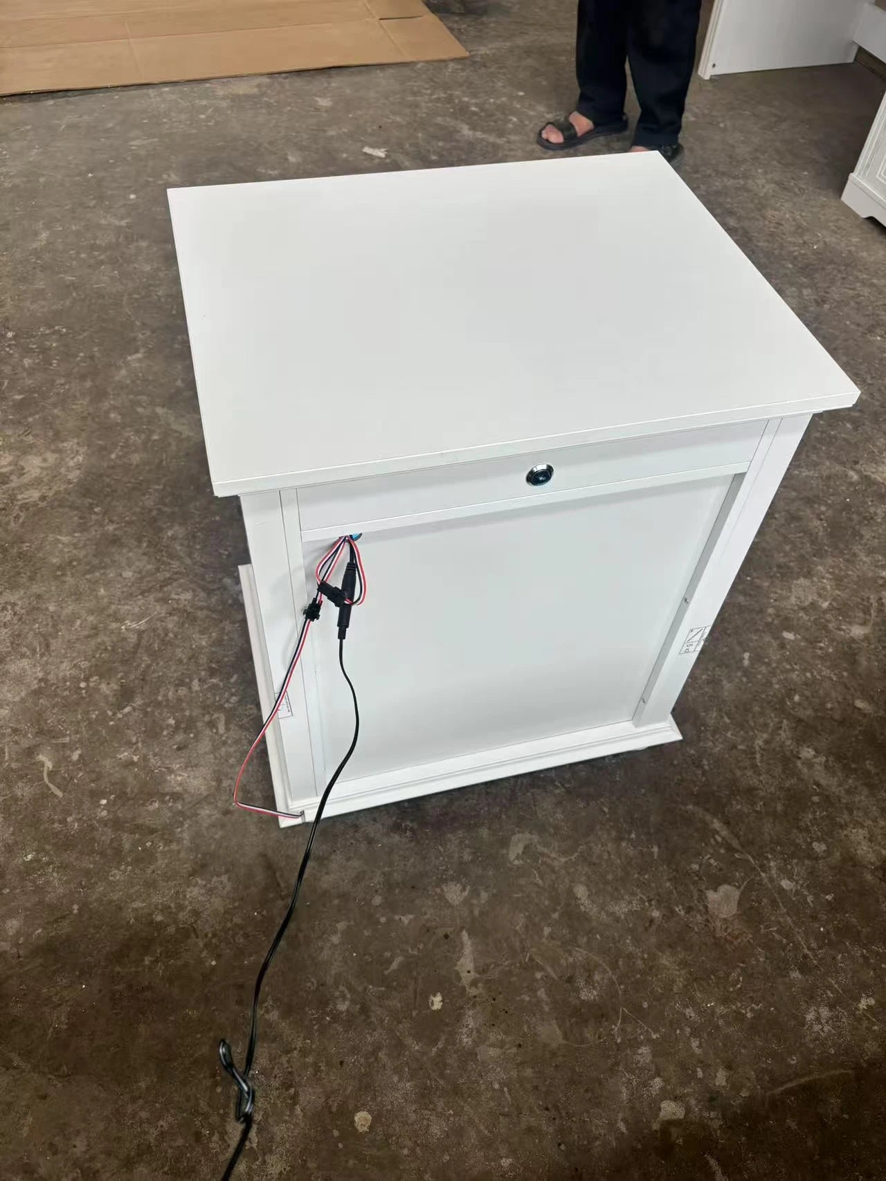 JDPAG Farmhouse Nightstand Gun Drawer 20 Inch Vintage Bedside Table LED Lights - Happy Home Retreat