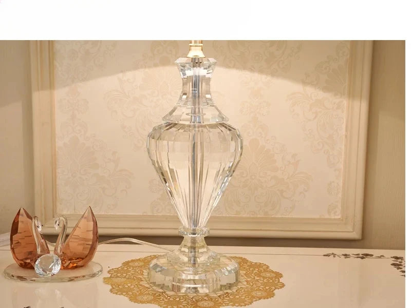 Crystal Table Lamp Bedside Modern Luxury LED E27 Base For Bedroom Home - Happy Home Retreat