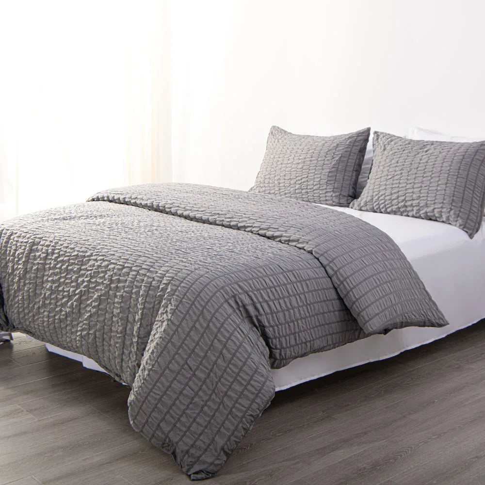 Ntbay 3/2-Piece Ultra Soft and Cozy Textured Seersucker Duvet Cover Set (Not Include Comforter and pillow) - Happy Home Retreat