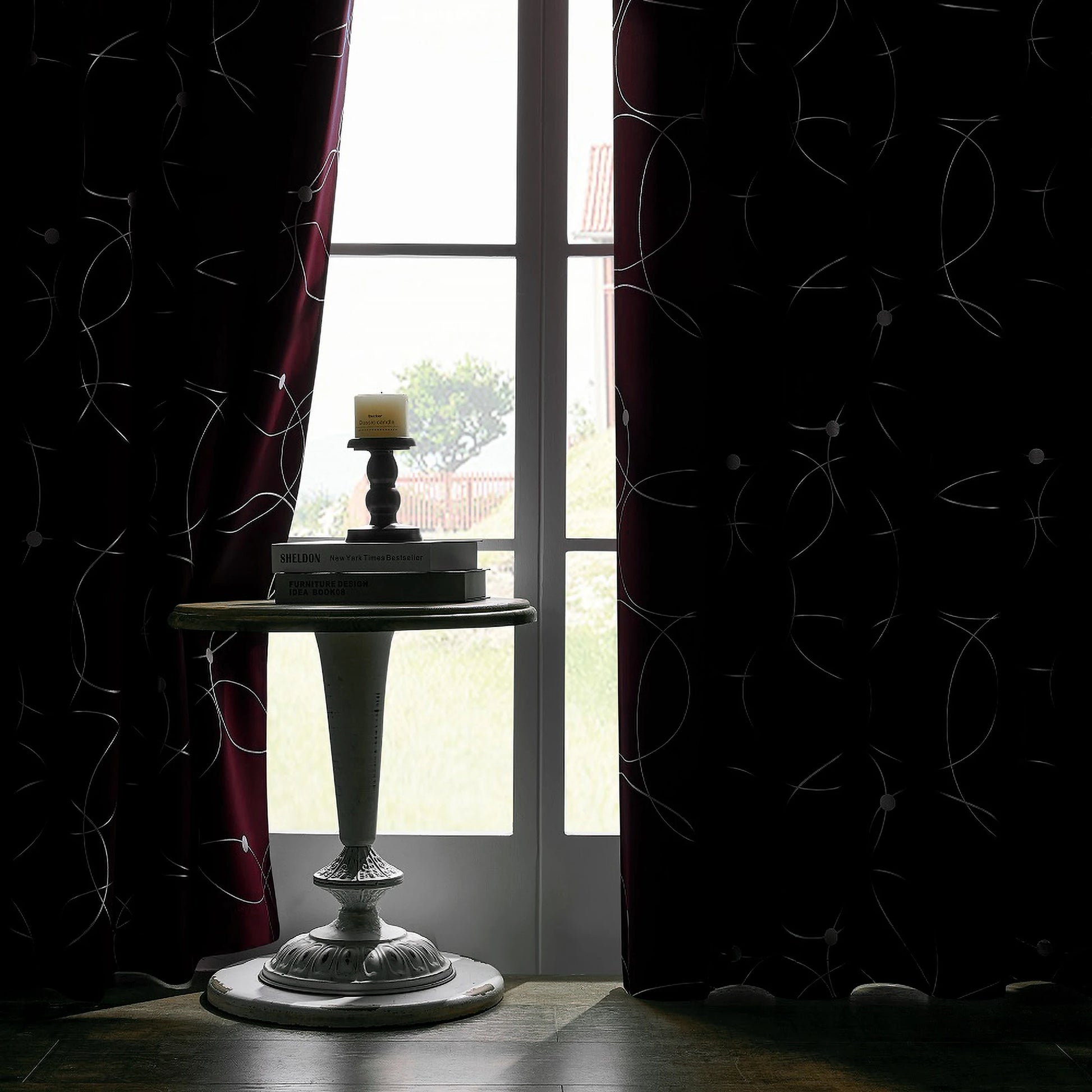 4PCS Blackout Curtains Grommet Thermal Insulated Room Darkening with Circle and Dots Foil Printed for Bedroom - Happy Home Retreat
