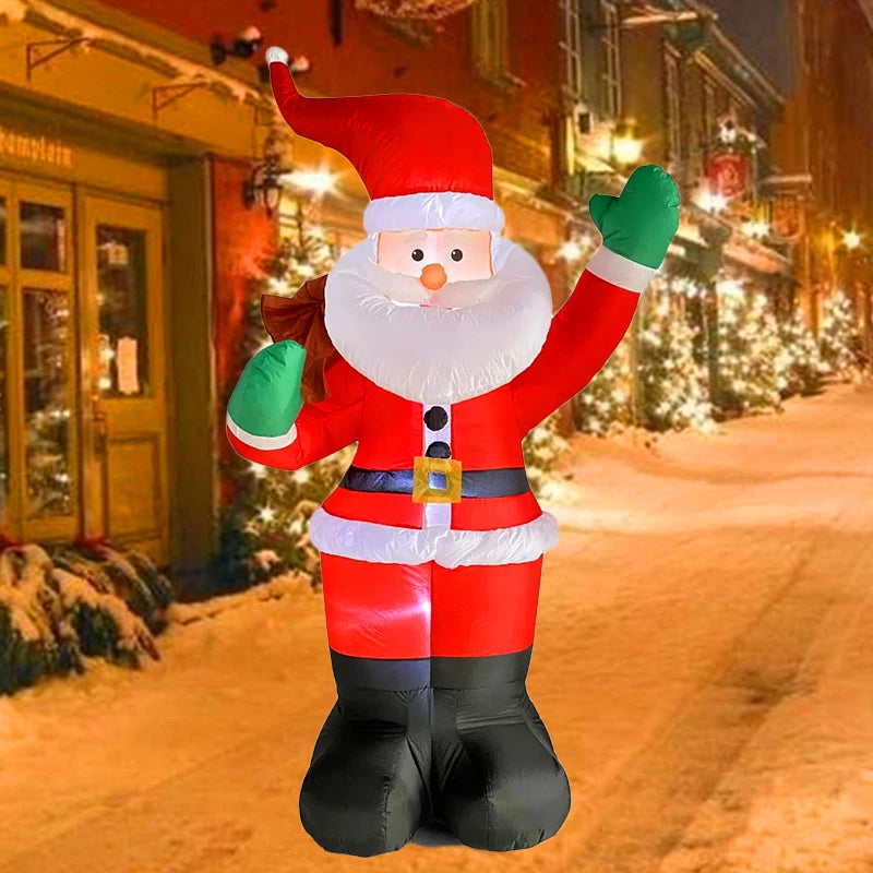 Backpack Santa Claus Inflatable With LED Light 1.8M Outdoor Christmas Decor - Happy Home Retreat