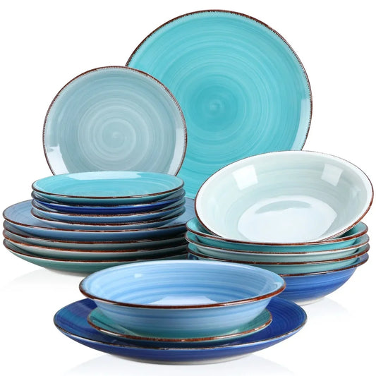 Vancasso Bonita Ceramics Tableware 18 Piece Dinnerware Set Eco Friendly Earthenware Plates for Home - Happy Home Retreat