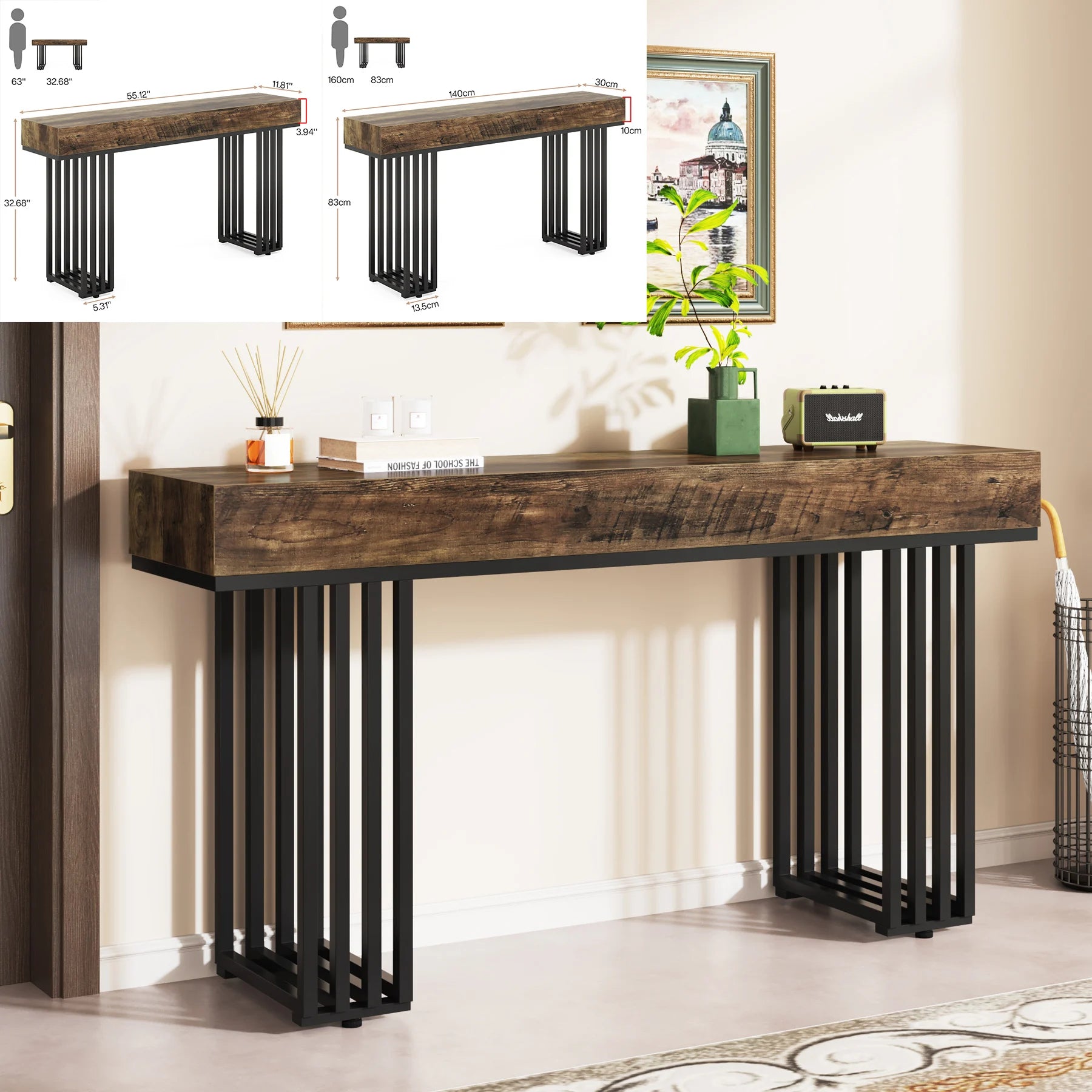 Tribesigns 63 Inch Console Table Behind Couch Farmhouse - Happy Home Retreat
