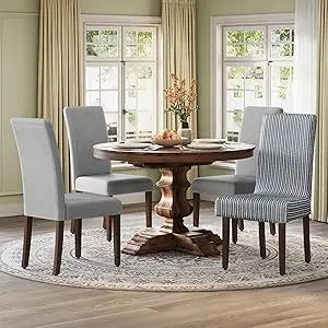 Dining Chairs Set of 4 Parsons Chairs Thick Seat Removable Fabric Cover High Back for Kitchen Bedroom 22.8 x 18.9 x 39.4 Inches - Happy Home Retreat