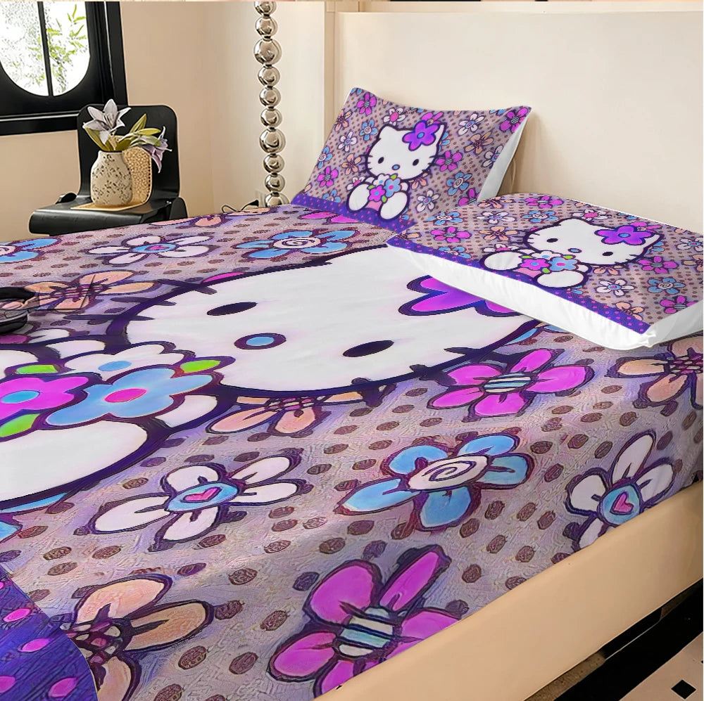 Sanrio Hello Kitty Velvet Bed Sheets Double Bed Soft Elastic Mattress Cover - Happy Home Retreat