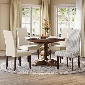 Dining Chairs Set of 4 Parsons Chairs Thick Seat Removable Fabric Cover High Back for Kitchen Bedroom 22.8 x 18.9 x 39.4 Inches - Happy Home Retreat