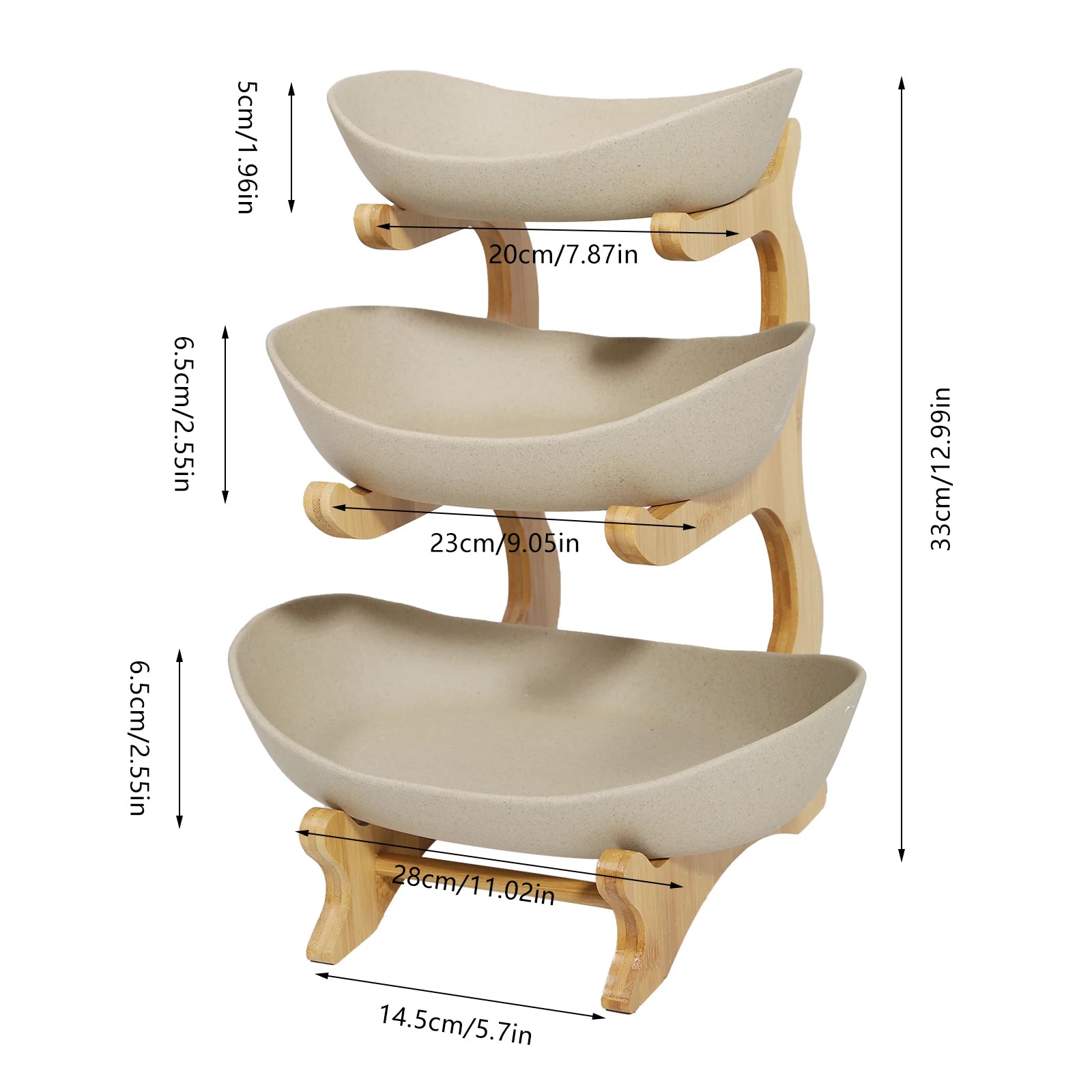 Three Layer Ceramic Fruit Plate Modern Style Bowls Vegetable Basket Holder for Home Living Room - Happy Home Retreat