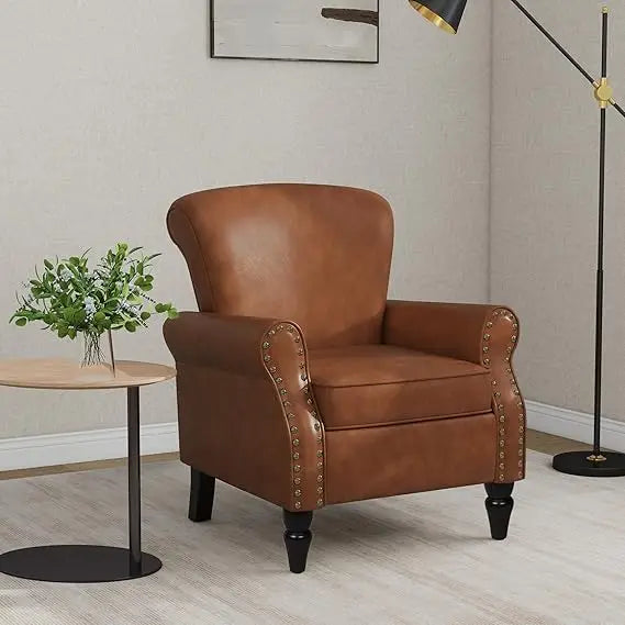 Floral Boho Wingback Blue Accent Chair With Nailhead Trim - Happy Home Retreat